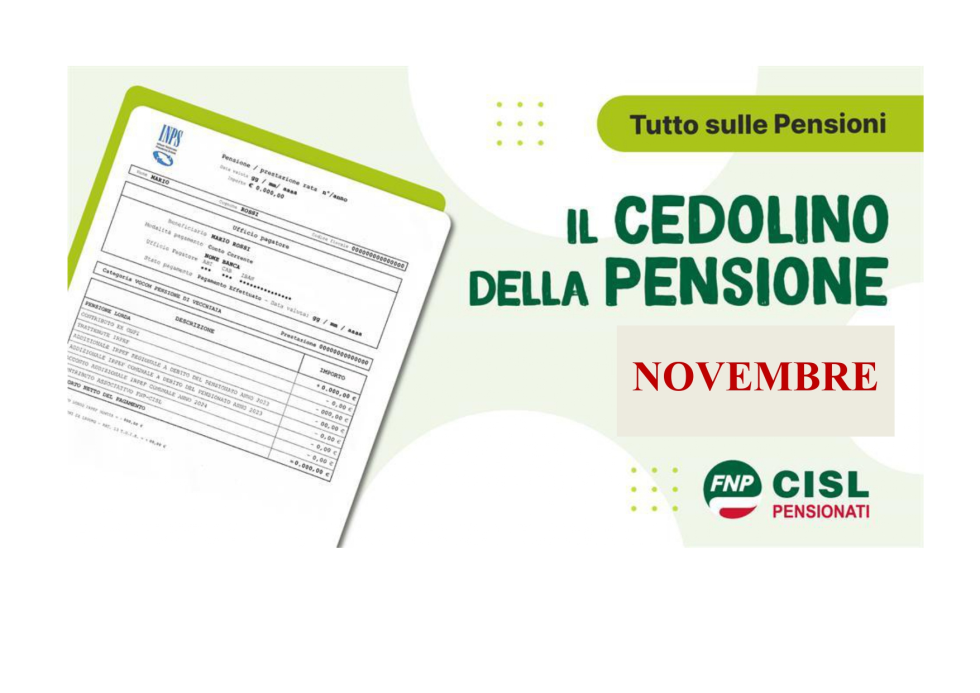 Cedolino della pensione di novembre 2024