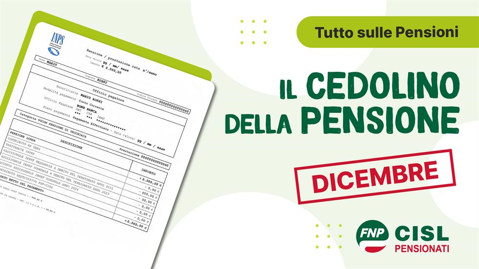 Cedolino pensione di dicembre 2024, le informazioni utili